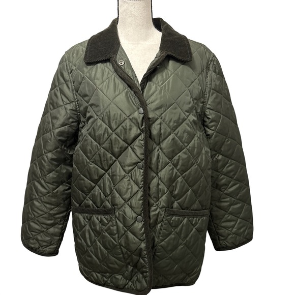 GAP Jackets & Blazers - GAP Vintage 90's Quilted Jacket With Corduroy Collar Women's Large Olive Green
